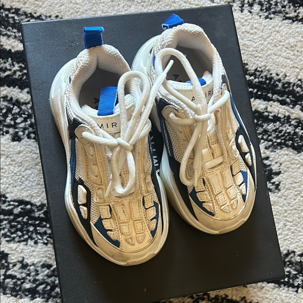 AMIRI White and Blue Sneakers with Thick Sole
